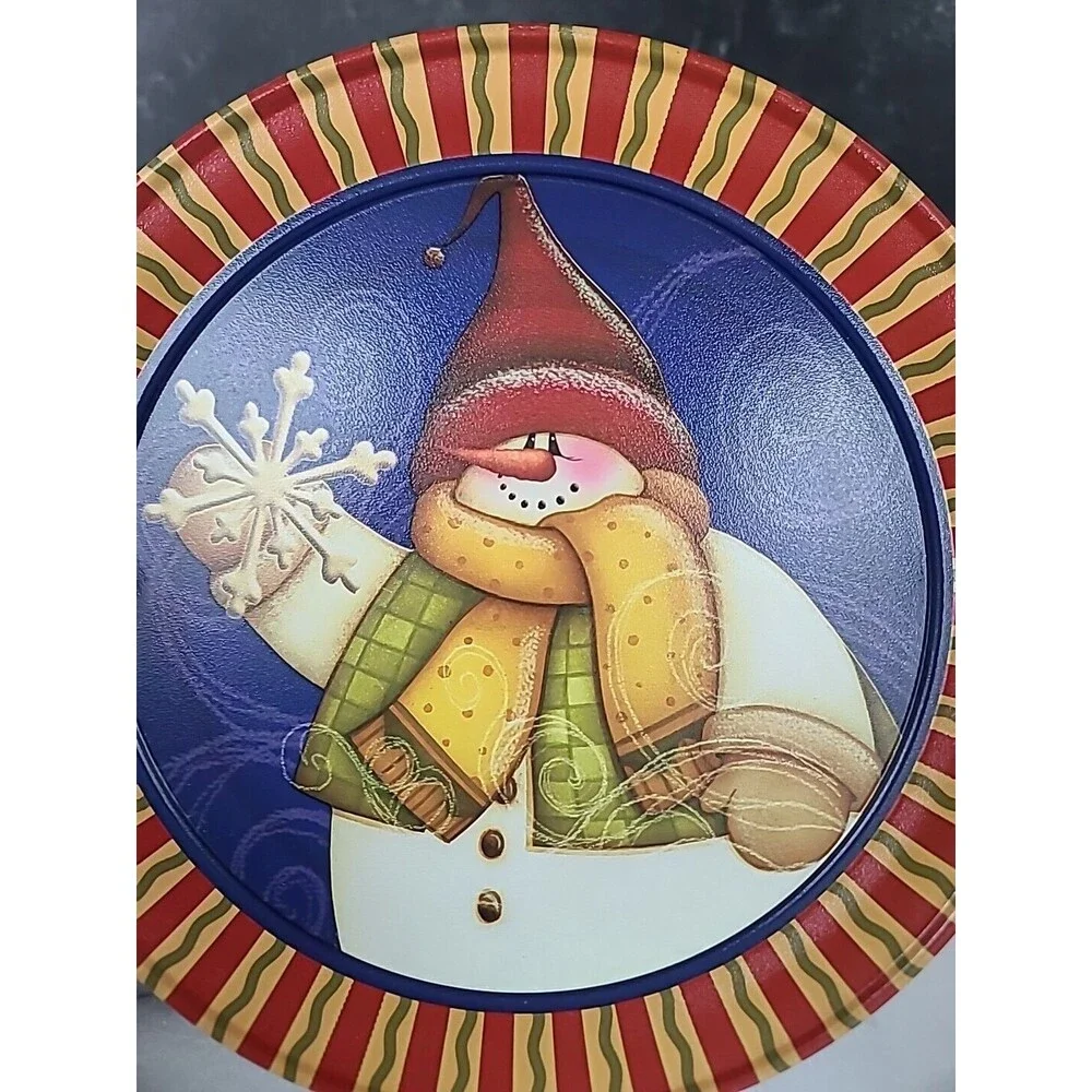 Vintage Snowman Lidded Tin, EMPTY